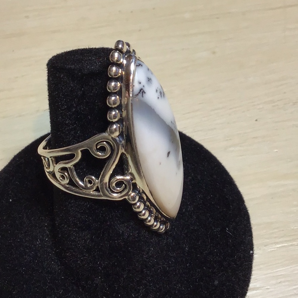 Dendritic Opal Marquise Ring - image 3